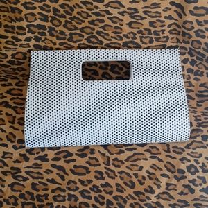 Clutch Purse White and Black polka-dot